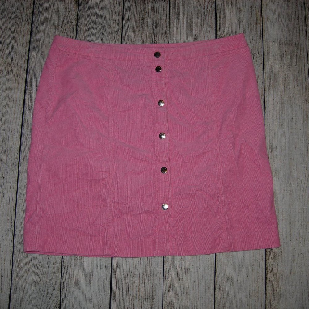 Jones New York Pink Snap Front Corduroy Mini Skirt 16